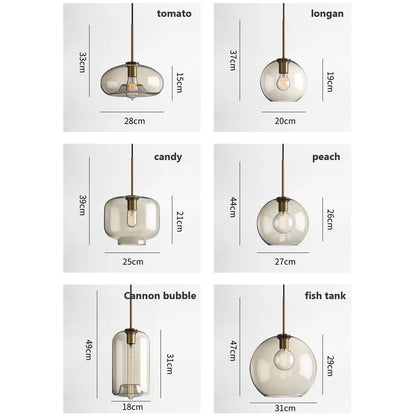 Modern loft hanging Glass Pendant Light industrial lustre decor Lights