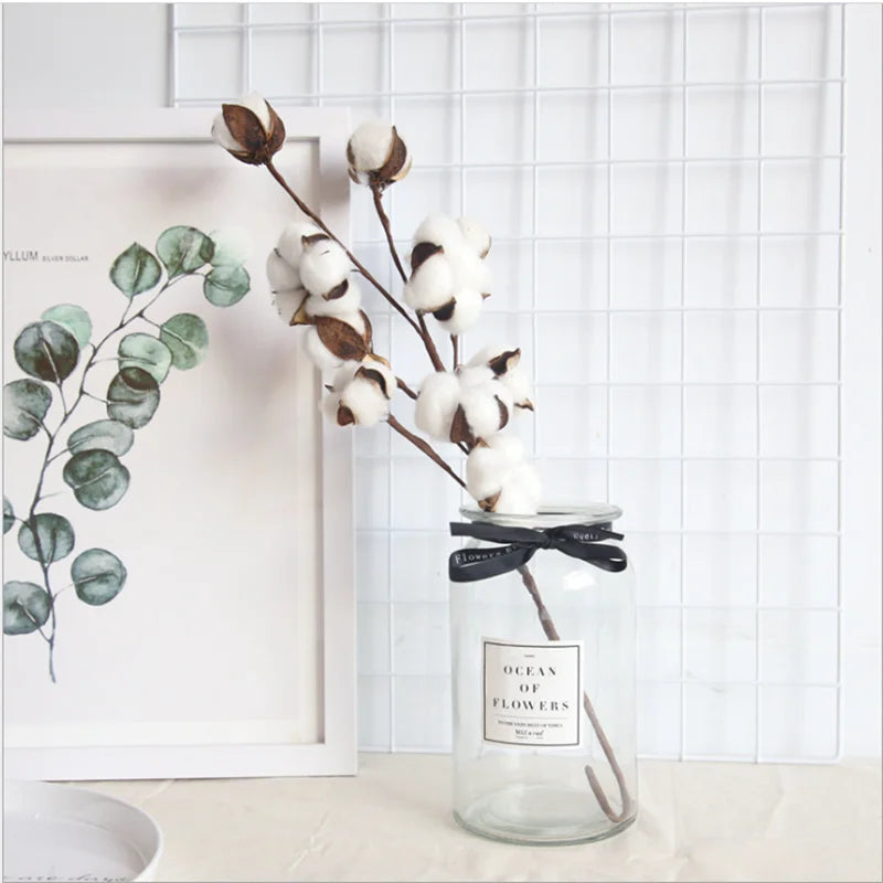 Naturally Dried Cotton Cheap Artificial Plants Floral Branch Vases