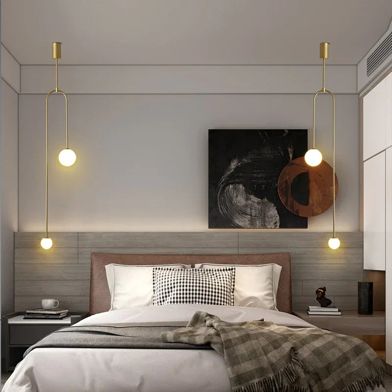 Modern Glass Ball Pendant Light Led Bedside Hanging Lighting Nordic