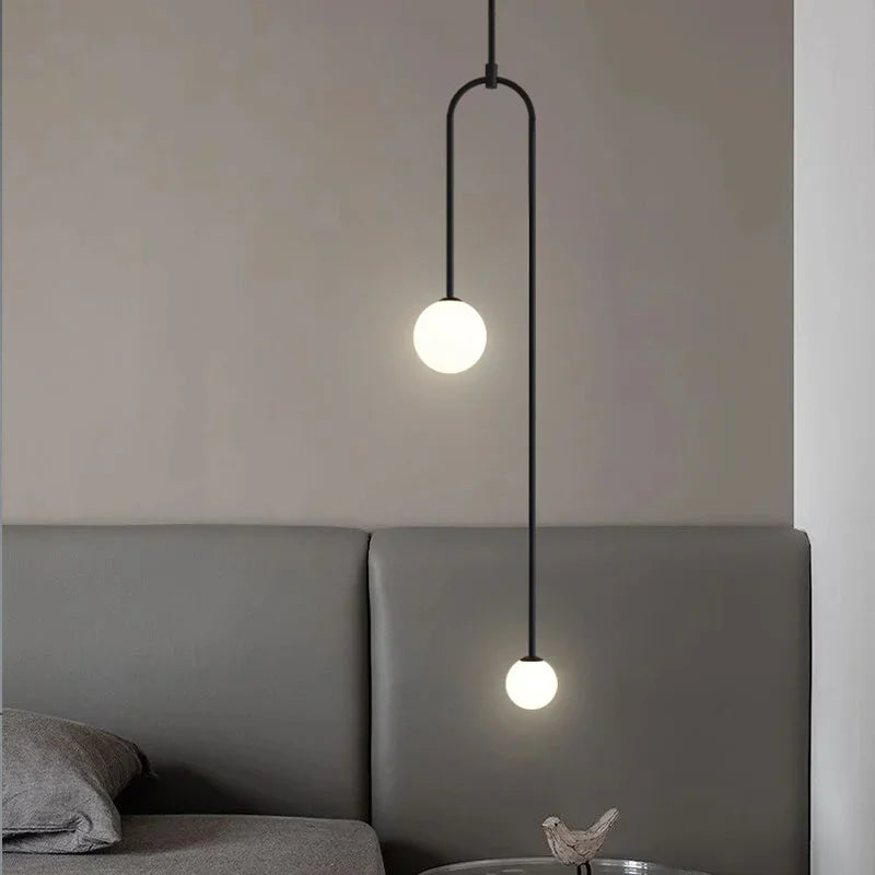 Modern Glass Ball Pendant Light Led Bedside Hanging Lighting Nordic