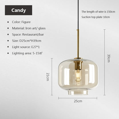 Modern loft hanging Glass Pendant Light industrial lustre decor Lights