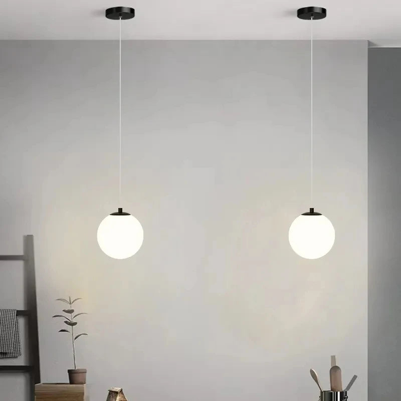 Modern Glass LED Pendant Lights Nordic Living Room Bedroom Fixtures