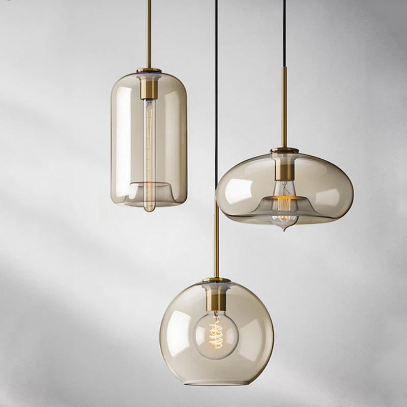 Modern loft hanging Glass Pendant Light industrial lustre decor Lights