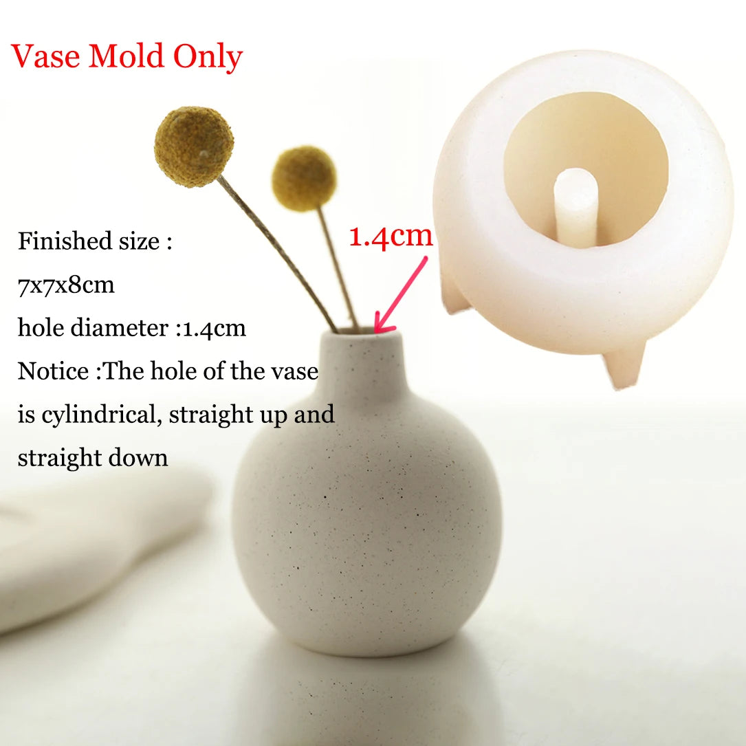 Simple Art Cement Vase Molds, Nordic Home Decoration Dried Flower