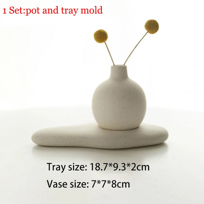 Simple Art Cement Vase Molds, Nordic Home Decoration Dried Flower