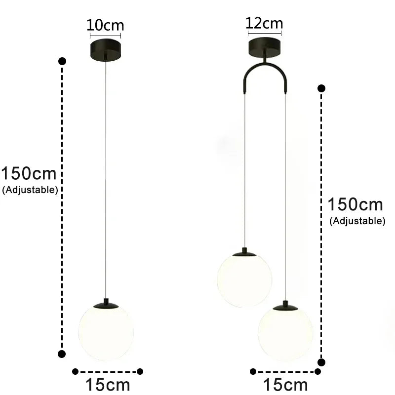 Modern Glass LED Pendant Lights Nordic Living Room Bedroom Fixtures