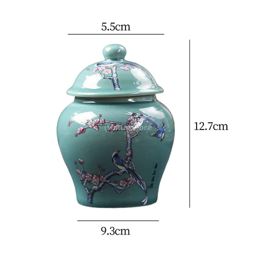 Chinese Style Ceramic Ginger Jar Beautiful Dried Flower Vase Glazed