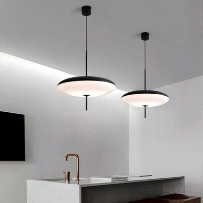 Modern Flying Saucer Pendant Lights LED Minimalist Black White Hanging