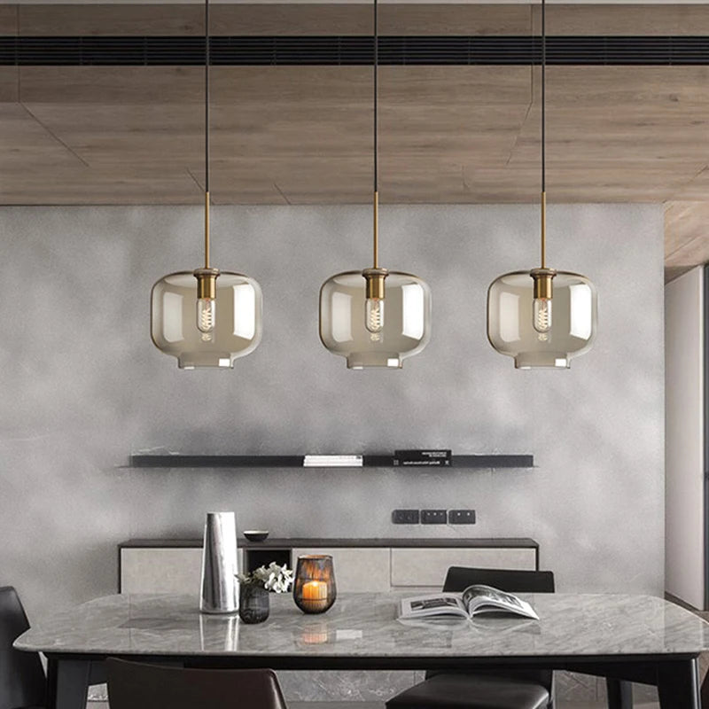 Modern loft hanging Glass Pendant Light industrial lustre decor Lights