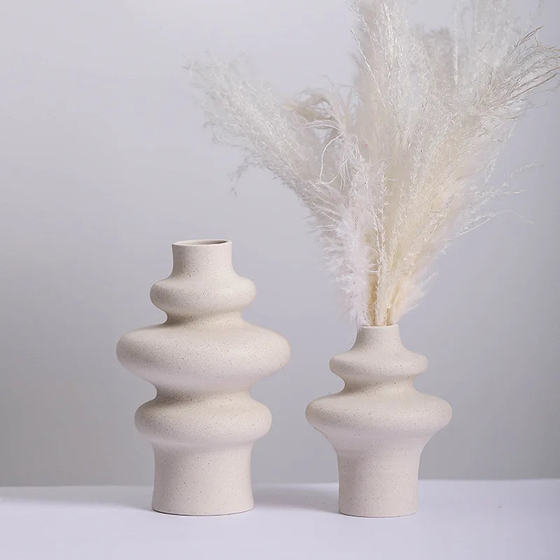 Ins Style Ceramic WhiteVase Decoration Spiral Vase Modern Home