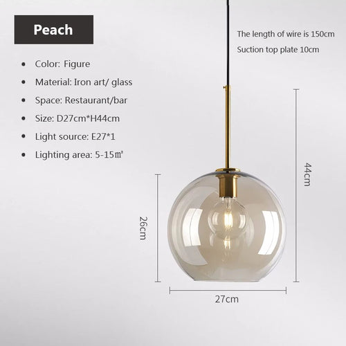 Modern loft hanging Glass Pendant Light industrial lustre decor Lights