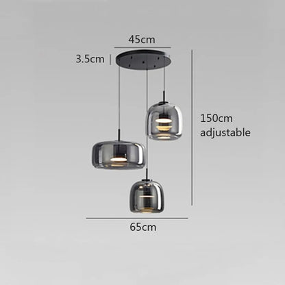 Modern LED Glass Pendant Light Amber Hanging glass Lamp For Dining