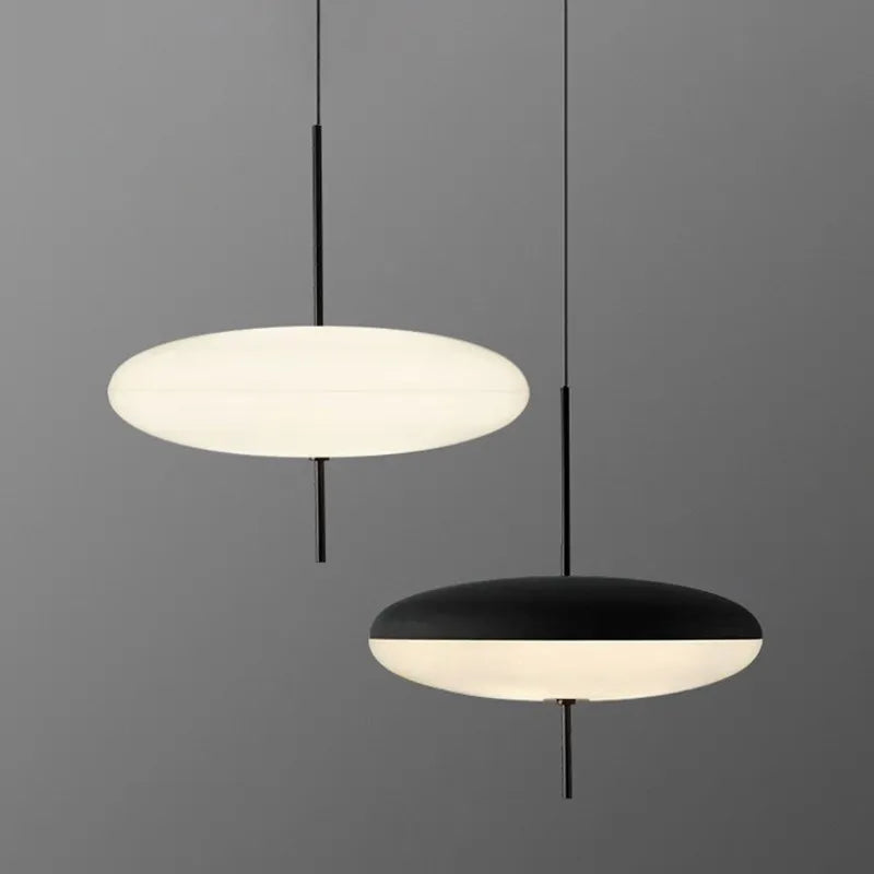 Modern Flying Saucer Pendant Lights LED Minimalist Black White Hanging