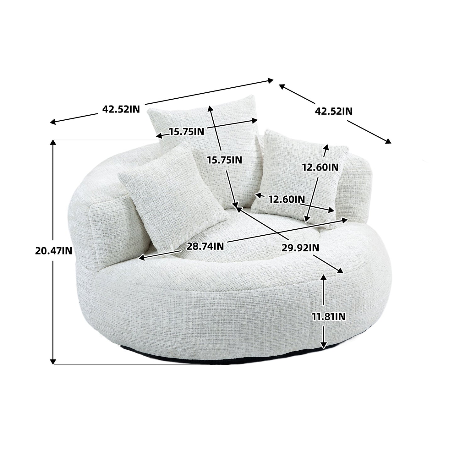 Lazy Sofa Durable Comfort Lounger High Back Bean Bag Chair Couch With