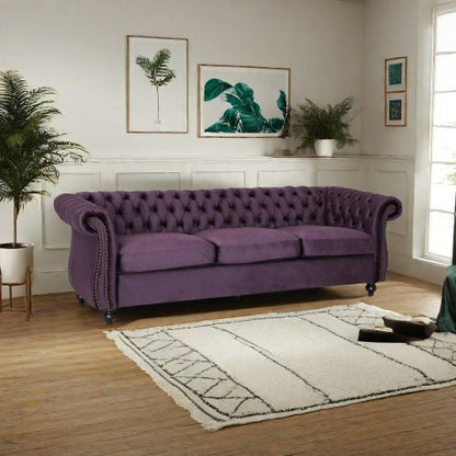 3-seater Purple Velvet Sofa