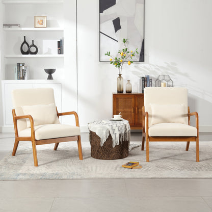 Modern Accent Chair, Solid Wood Padding Lounge Armchairs With One