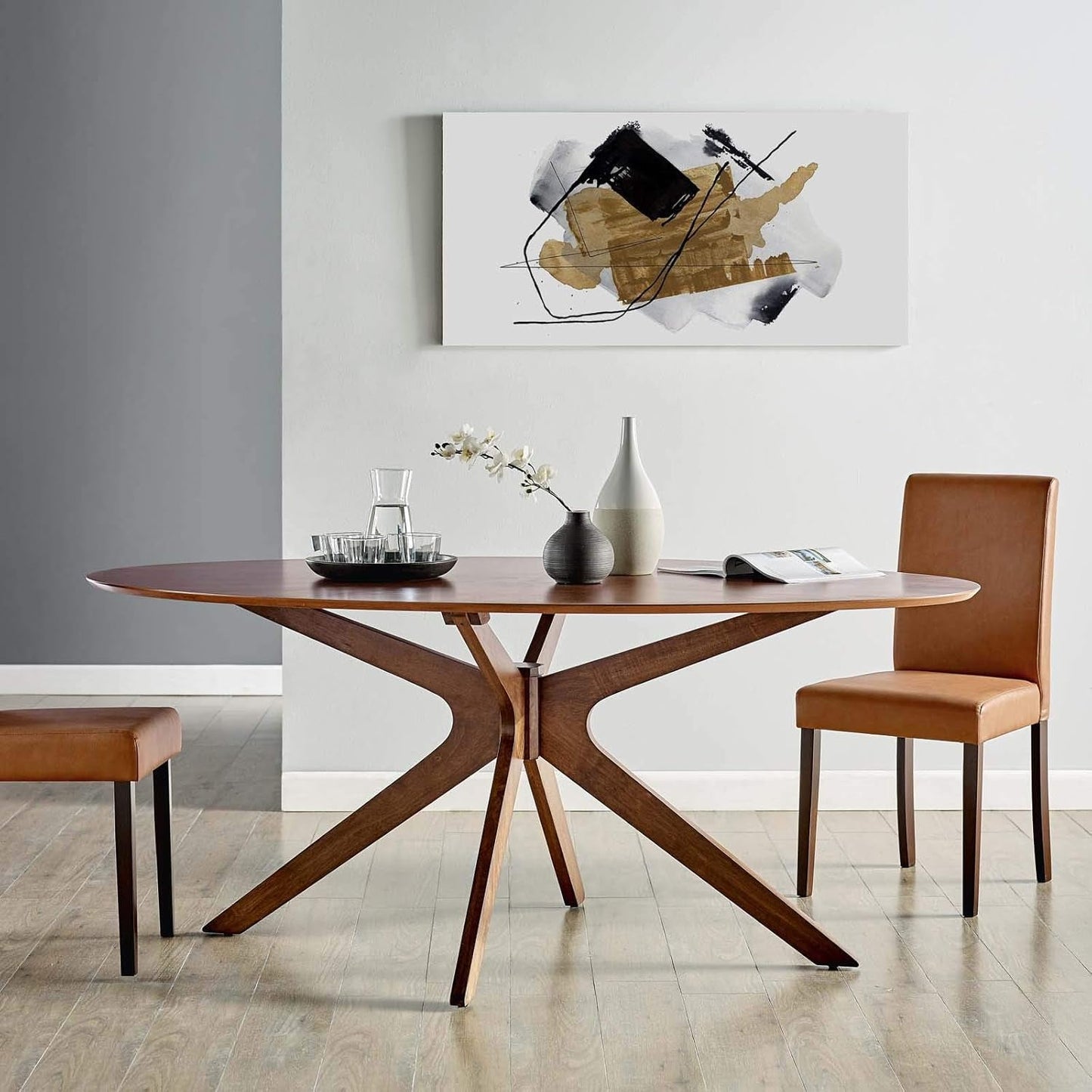 Crossroads 71" Oval Wood Dining Table, Walnut