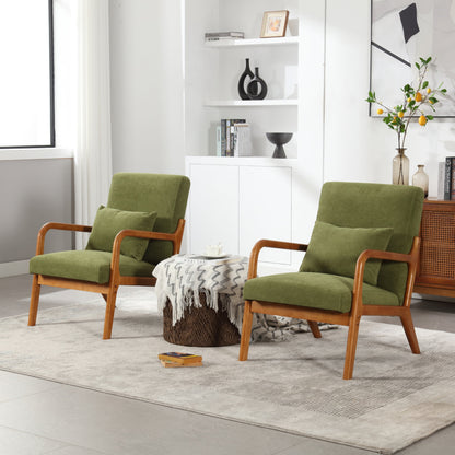 Modern Accent Chair, Solid Wood Padding Lounge Armchairs With One