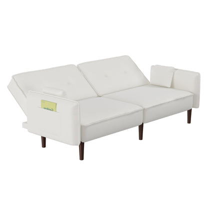 Sofa Bed in White Cotton Linen Fabric