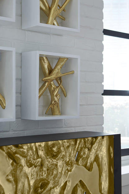 Framed Branches Gold Wall Tile