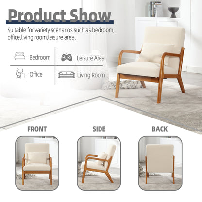 Modern Accent Chair, Solid Wood Padding Lounge Armchairs With One