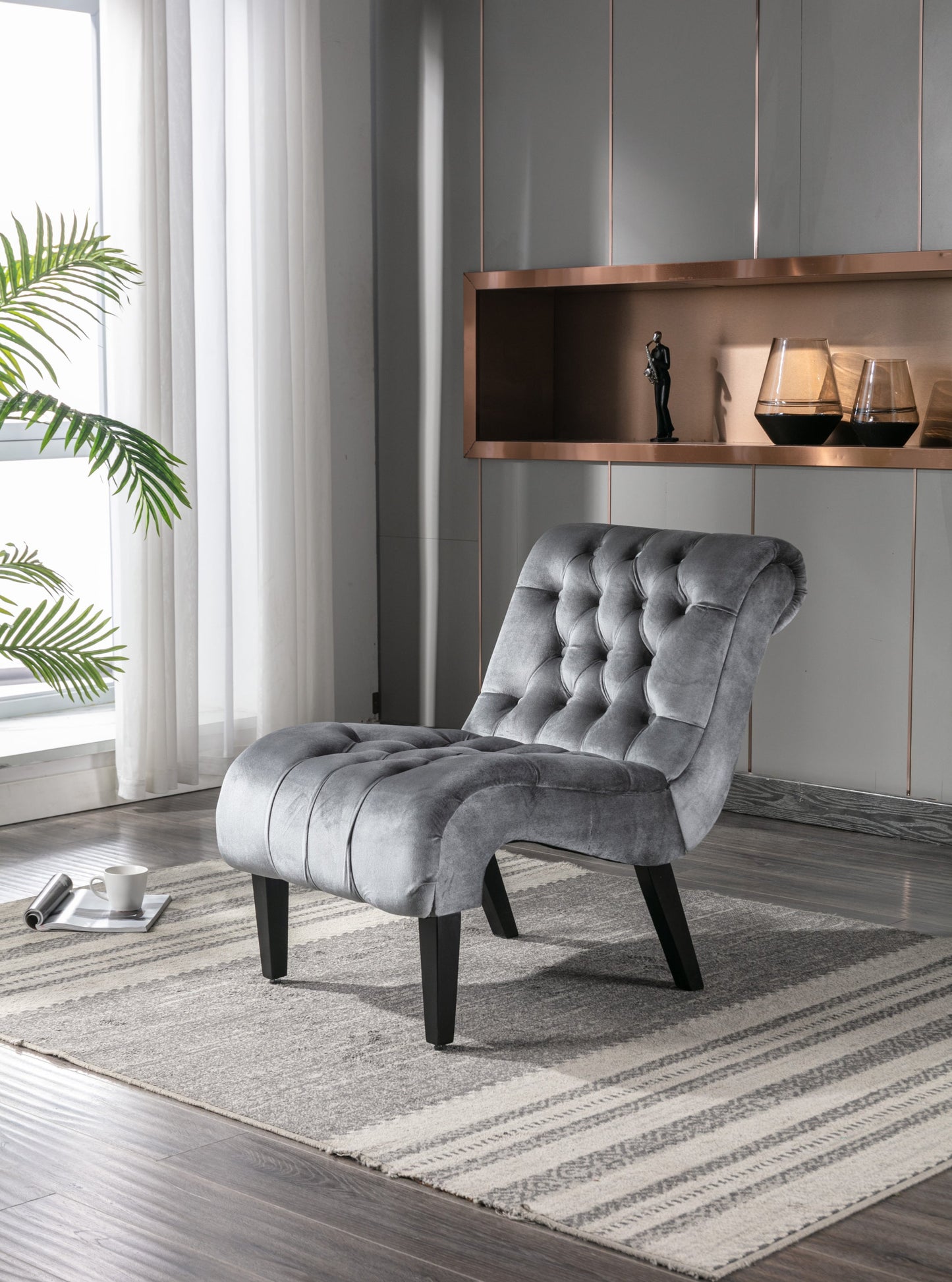 Modern Velvet Armless Accent Living Room Chair / Leisure