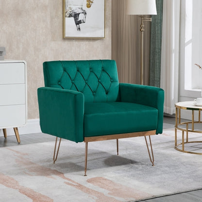 Velvet Armchair Single Sofa Modern Tufted Upholstered Side Reading