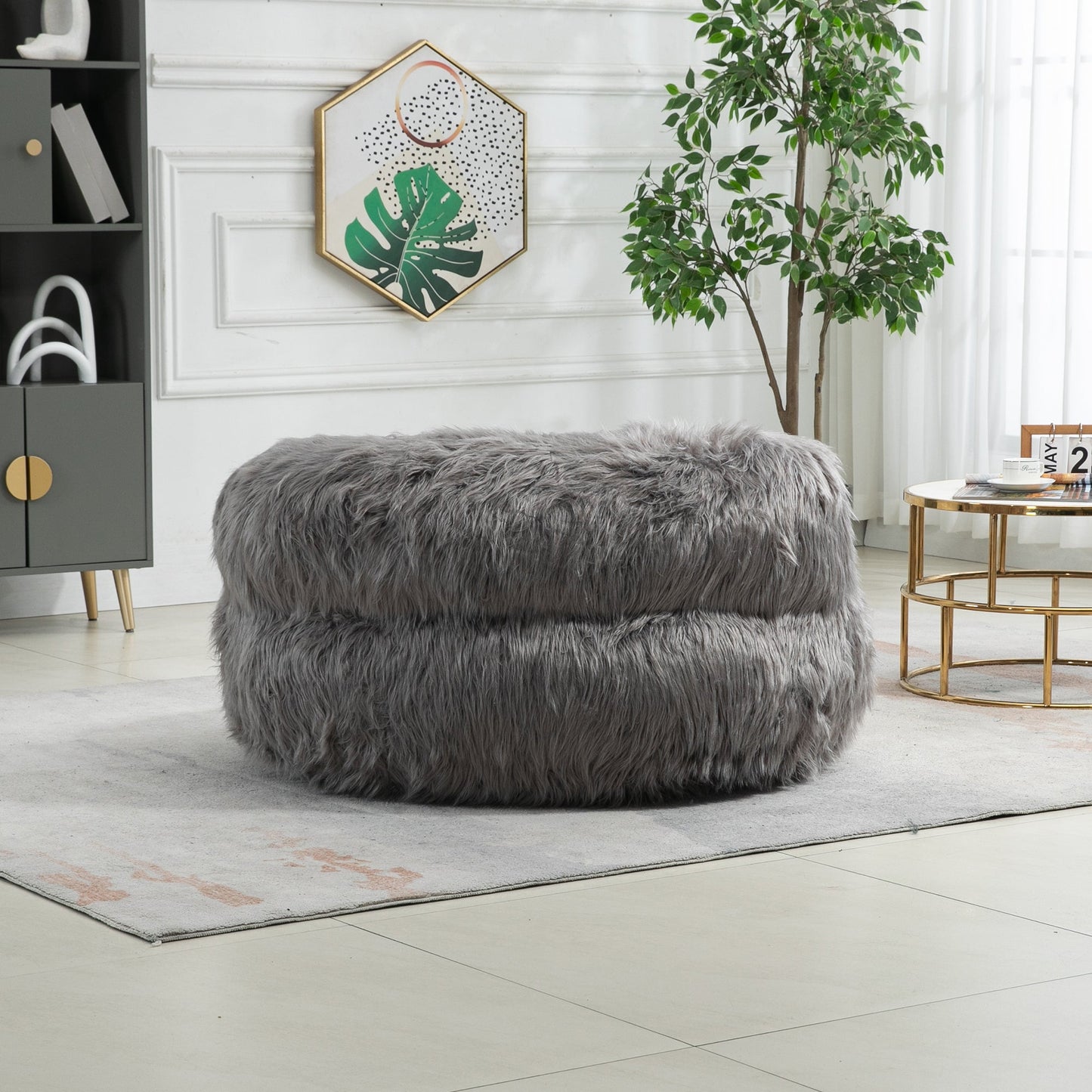 Bean Bag Chair, Floor Sofa with Handle,Accent Sofa Chair with Ottoman