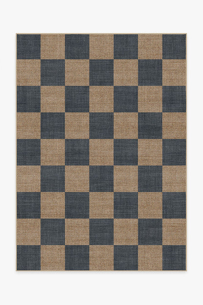 Checkerboard Soft Navy Re-Jute Rug