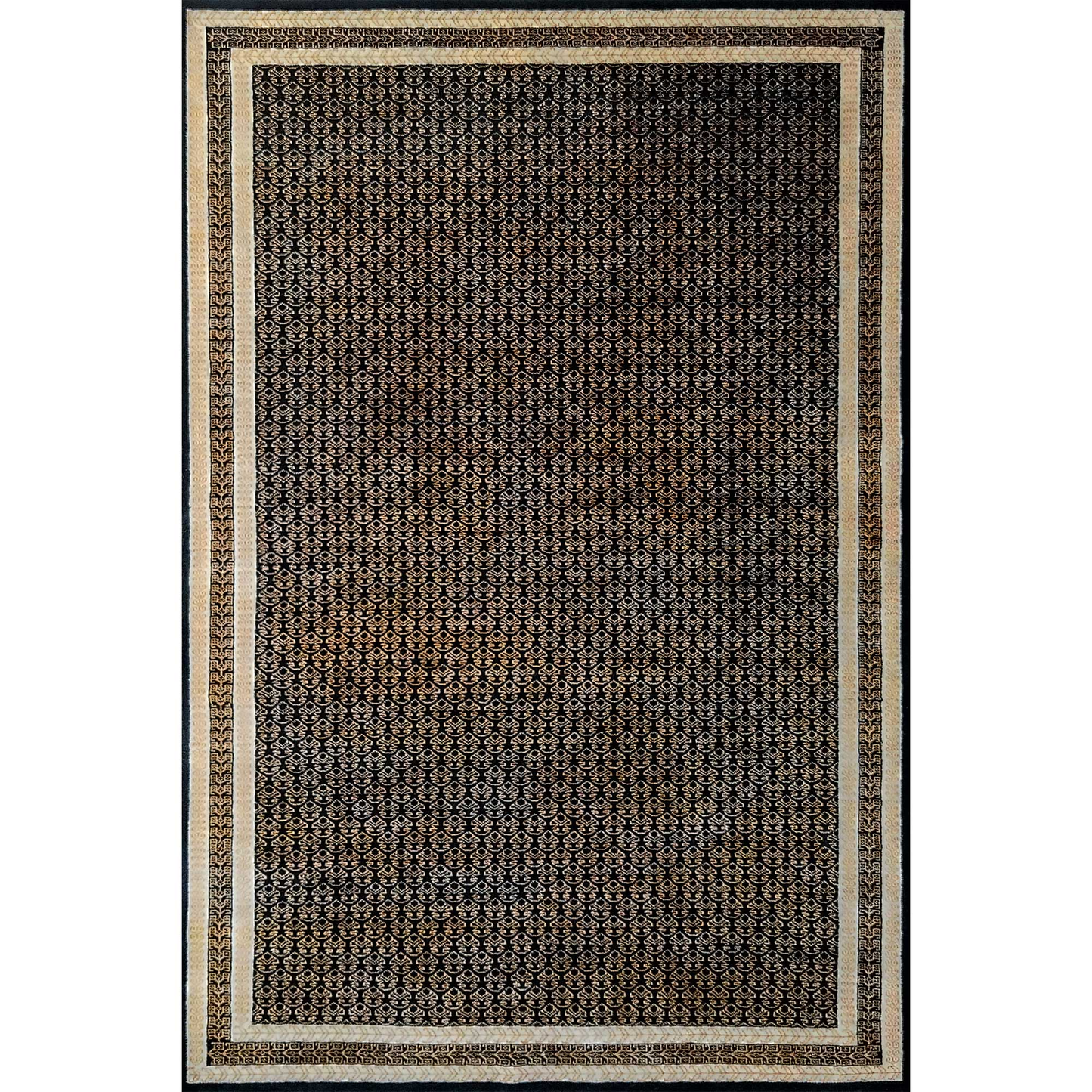 6×9 Feet Black Hand Knotted Wool Carpet