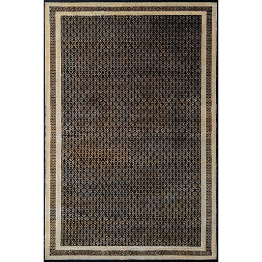 6×9 Feet Black Hand Knotted Wool Carpet