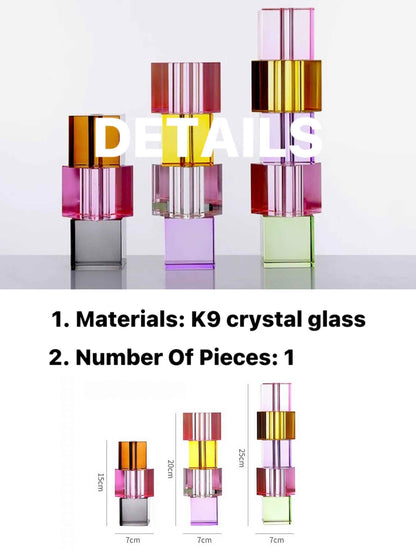 Modern Crystal Cube Bud Vase, Dopamine Table Setting Centrepieces