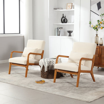 Modern Accent Chair, Solid Wood Padding Lounge Armchairs With One