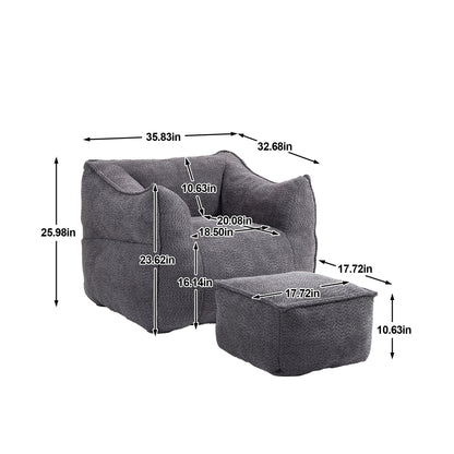 Bean Bag Chair Lazy Sofa/Footstool Durable Comfort Lounger High Back