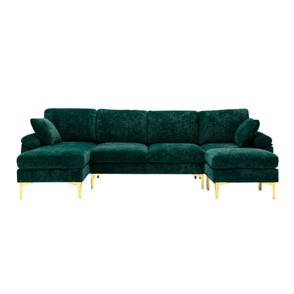 U-shape sectional sofa  with Ottoman , Reversible Sofa Couch for