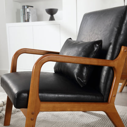 Modern Accent Chair, Solid Wood Padding Lounge Armchairs With One