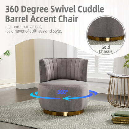 360 Degree Swivel Cuddle Barrel Accent Sofa Chairs, Round Armchairs