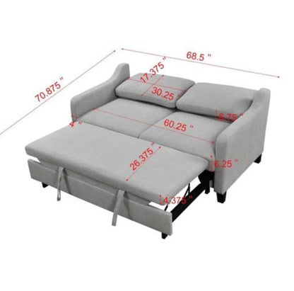 69 Inches  3-in-1 Convertible Queen Sofa Bed, Modern Fabric Double