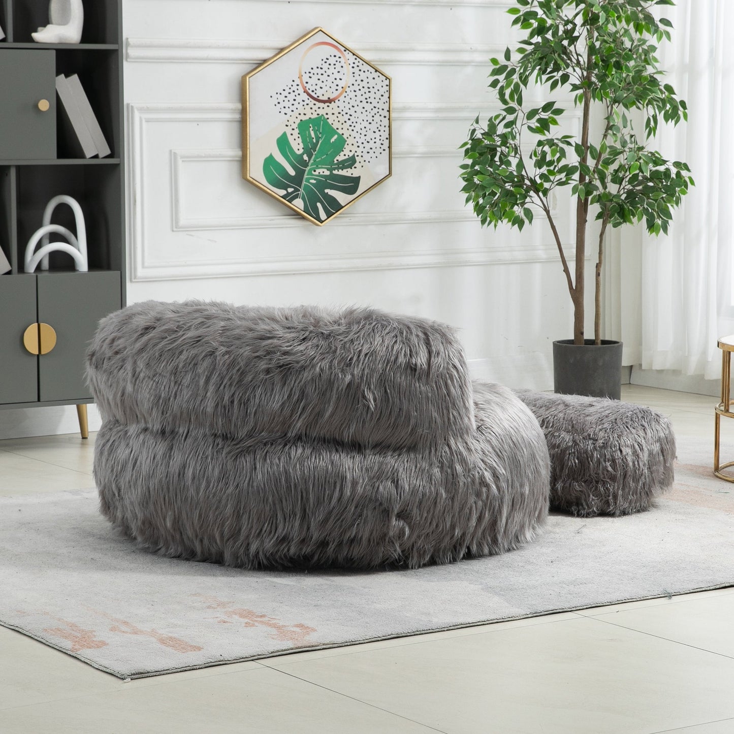 Bean Bag Chair, Floor Sofa with Handle,Accent Sofa Chair with Ottoman