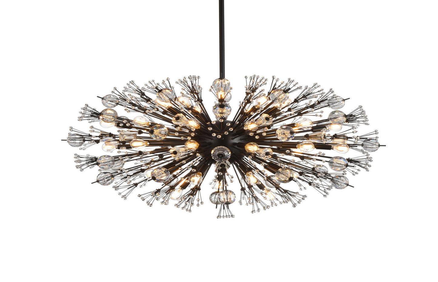 Vera 42 inch crystal starburst oval pendant in black