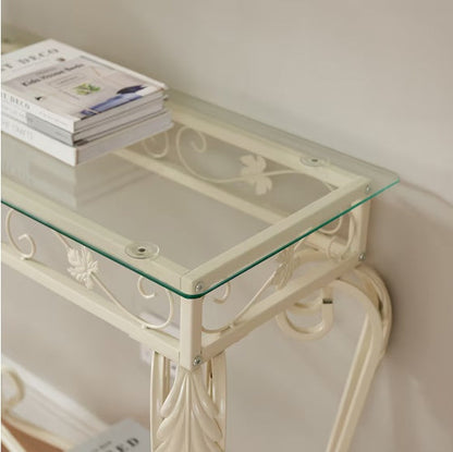 Modern Tempered Glass Metal Frame Table Table