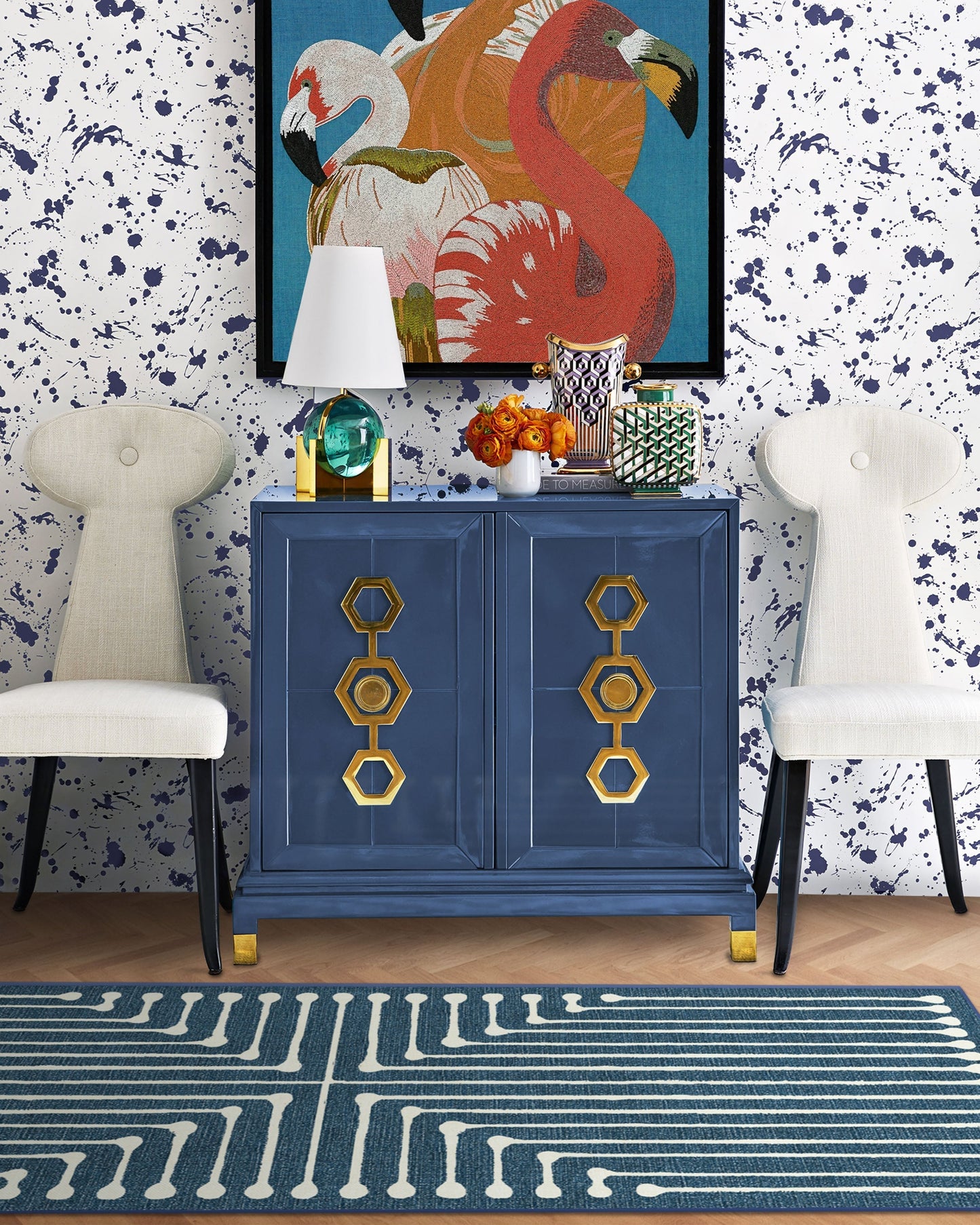 Jonathan Adler Inkdrop Lapis Blue Tufted Rug