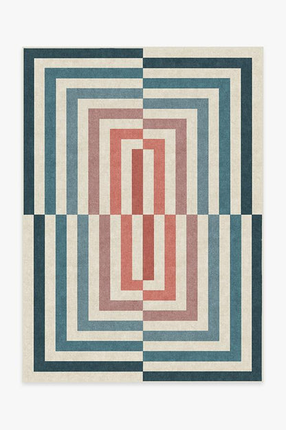 Jonathan Adler Op Art Teal Tufted Rug