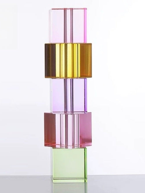 Modern Crystal Cube Bud Vase, Dopamine Table Setting Centrepieces