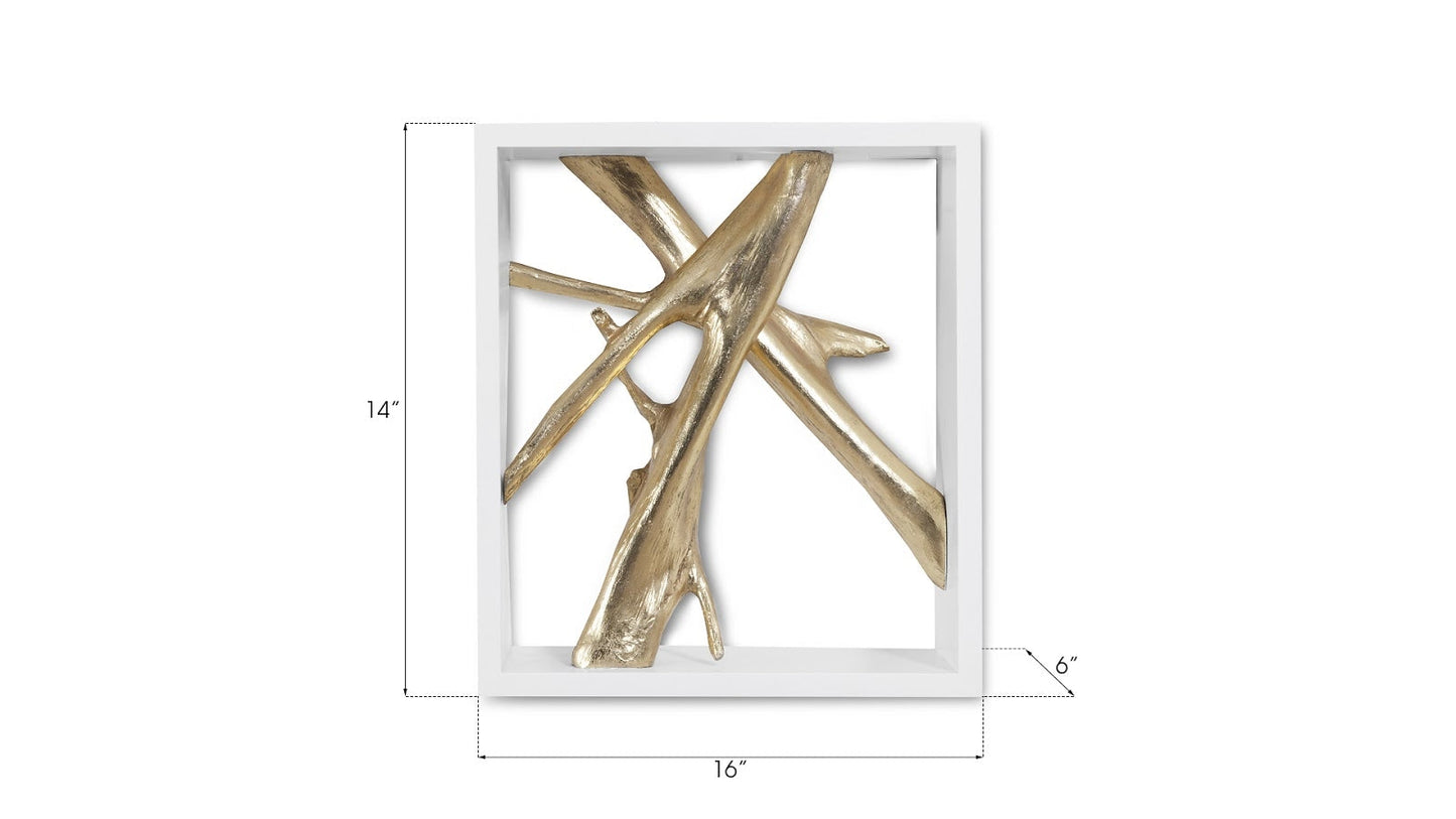 Framed Branches Gold Wall Tile