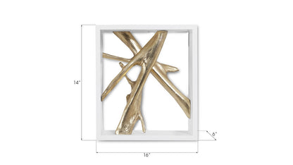 Framed Branches Gold Wall Tile