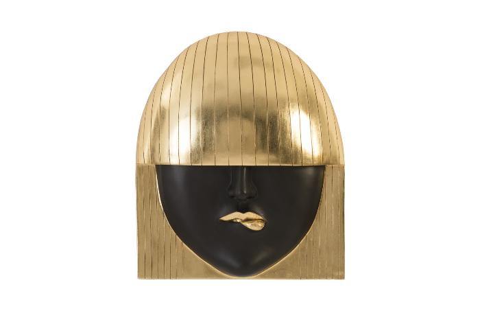 Fashion Faces Wall Art Large, Pout, Black and Gold Leaf