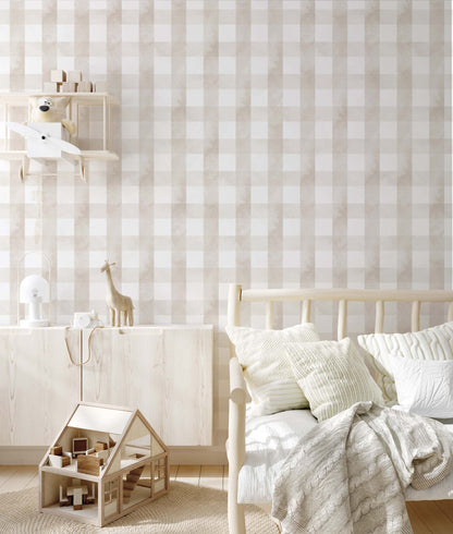 Beige Vichy Wallpaper