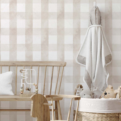 Beige Vichy Wallpaper