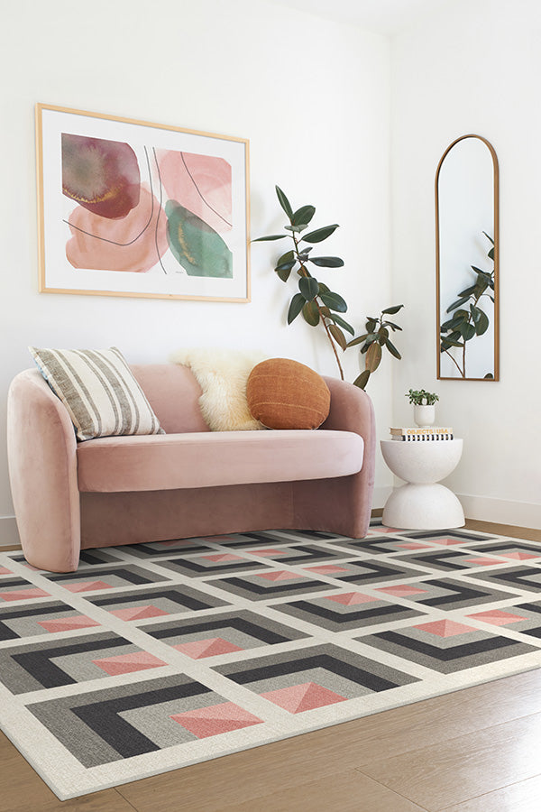 Simone Charcoal Pink Tufted Rug